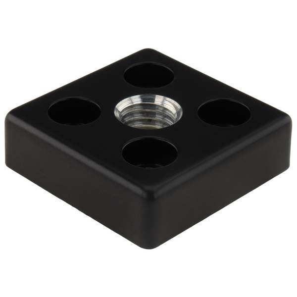 Platte, Transport- und Fußplatte M12, 40x40x12, Zink-Druckguß, pulverbeschichtet, schwarz