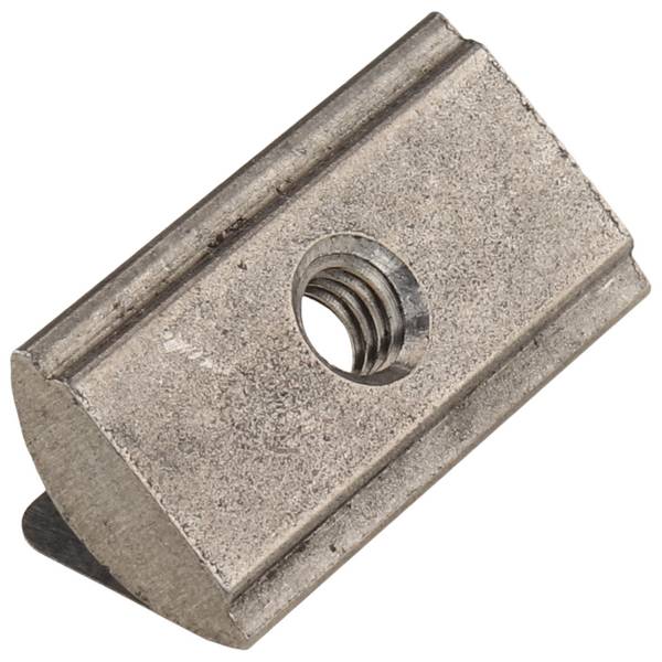 Nutenstein M4, Nut 8, mit Steg und Federblech, Edelstahl, blank