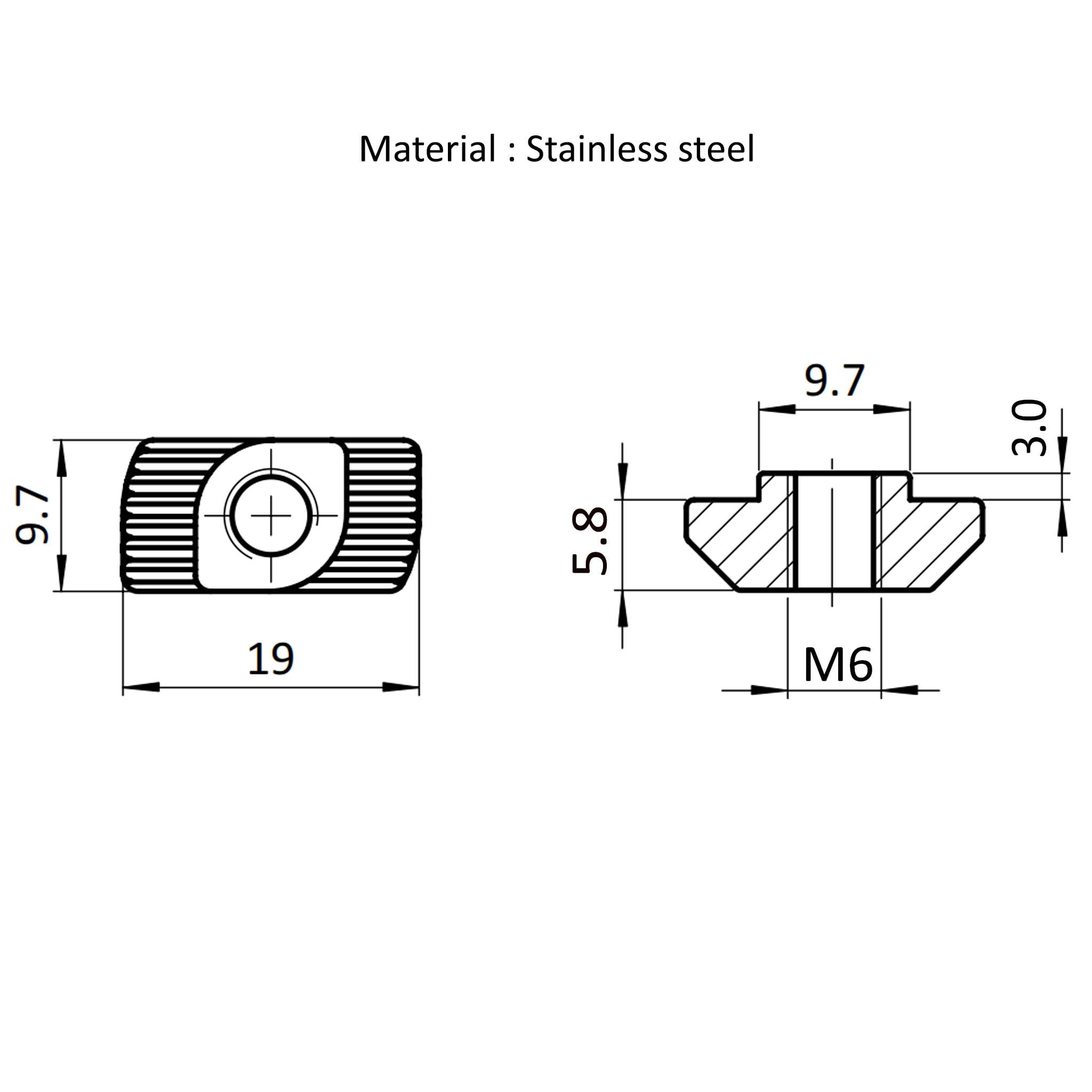 Hammermutter M6, Nut 10, mit Steg, Edelstahl, blank-0