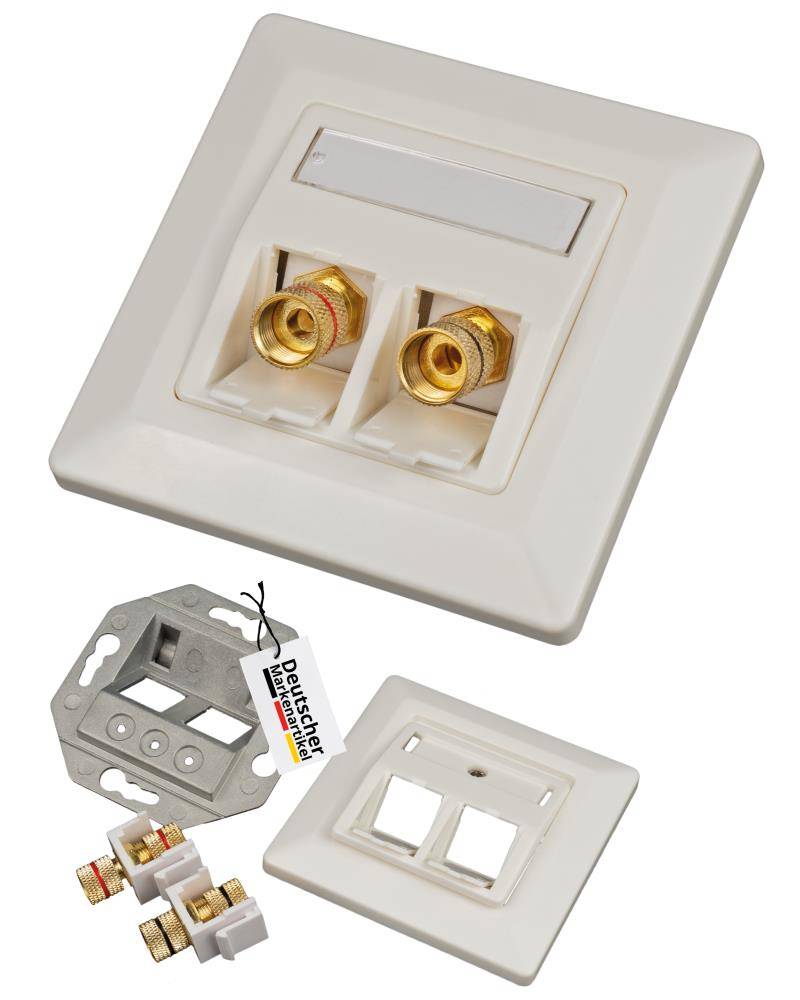 tsnetworks Bananenstecker Lautsprecher Anschlussdose mit Polklemme Keystone Modul vergoldet rot/schwarz-0