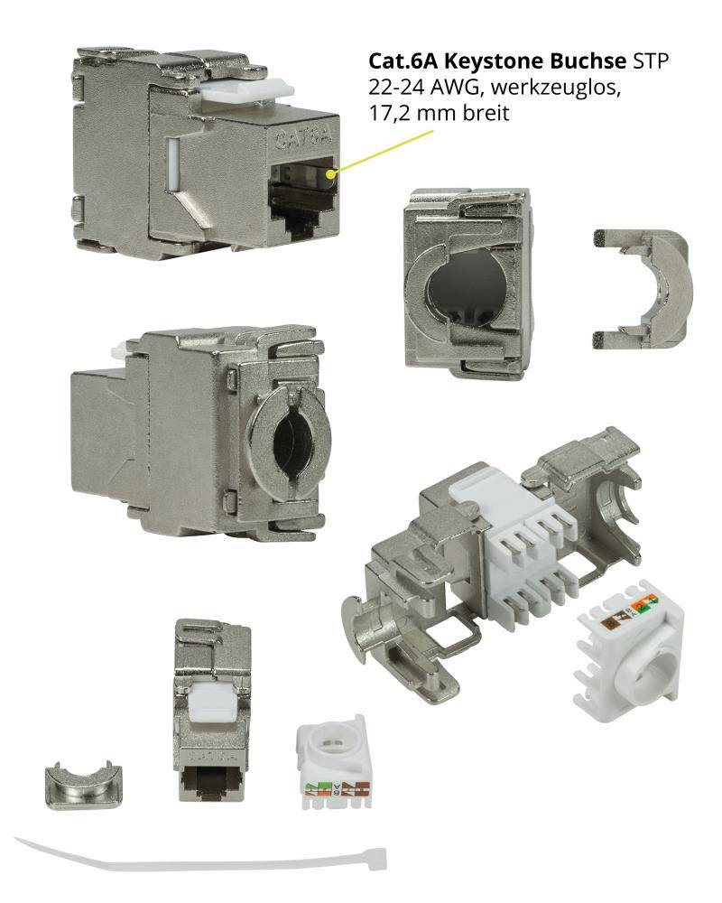 tsnetworks Keystone RJ45 Cat. 6A Modul inkl. Jung Keystone Abdeckung 1fach A1569-1WEWW & 1fach Rahmen AS581WW alpinweis-2
