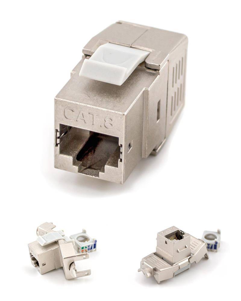 tsnetworks Cat. 8.1 Keystone Modul RJ45 Buchse 40Gbits für Verlegekabel Cat. 8, Cat. 7a, Cat. 7, Cat. 6, Cat. 6a, Cat. 5-0
