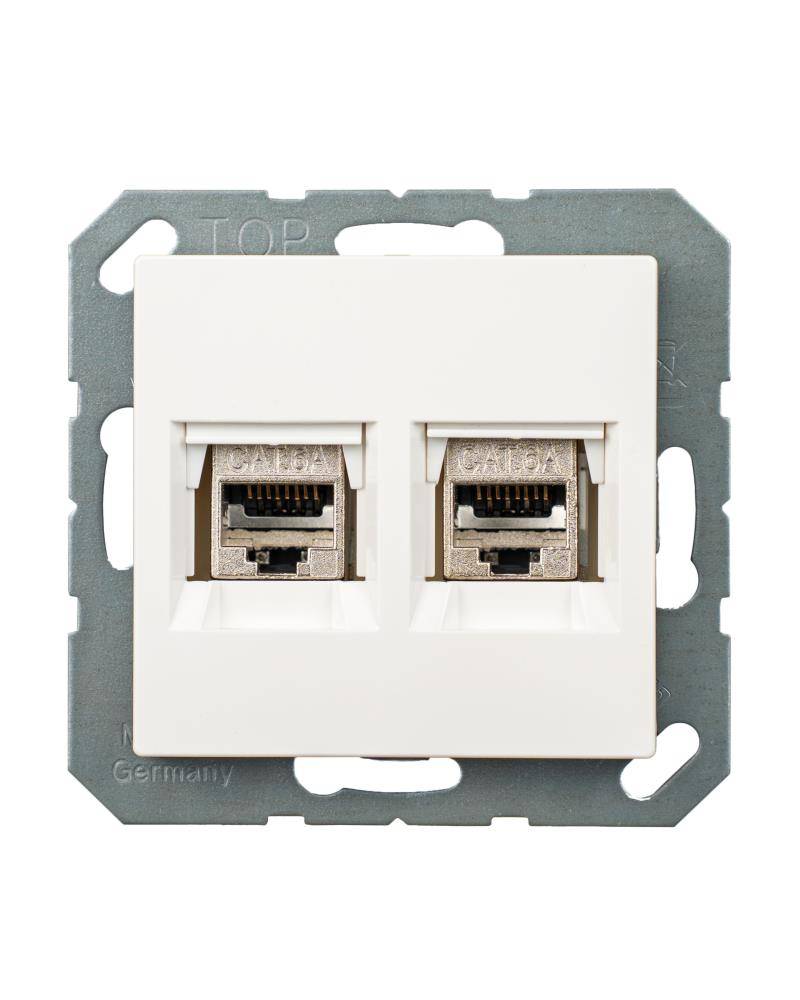 tsnetworks Keystone RJ45 Cat. 6A Modul inkl. Jung Keystone Abdeckung 2fach A1569-2WEWW & 1fach Rahmen AS581WW alpinweis-4