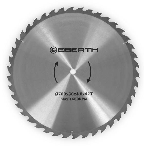 EBERTH Kreissägeblatt 700mm Durchmesser 30mm Bohrung 3.0mm Blättstärke 4.0mm Schnittbreite 42 Zähne RPM Max. 1600