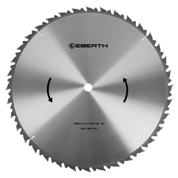 EBERTH Kreissägeblatt 600mm Durchmesser 30mm Bohrung 3.0mm Blättstärke 4.0mm Schnittbreite 36 Zähne RPM Max. 1800