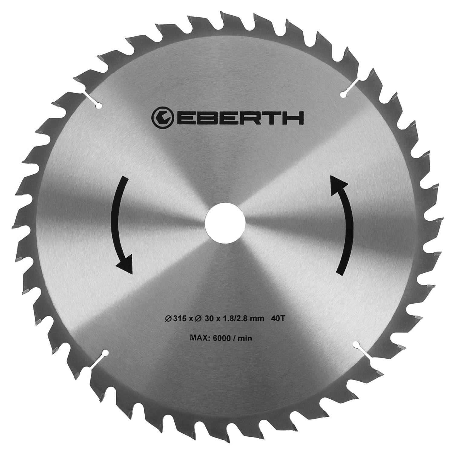 EBERTH Kreissägeblatt 315mm Durchmesser 30mm Bohrung 1.8mm Blättstärke 2.8mm Schnittbreite 40 Zähne RPM Max. 6000-0