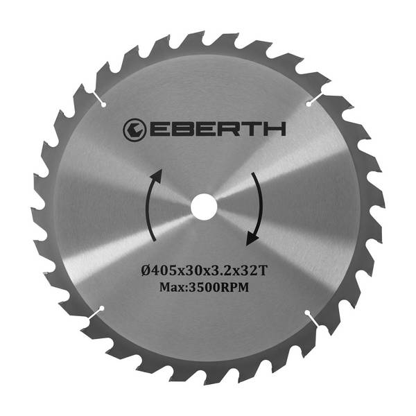 EBERTH Kreissägeblatt 405mm Durchmesser 30mm Bohrung 2.2mm Blättstärke 3.2mm Schnittbreite 32 Zähne RPM Max. 5000