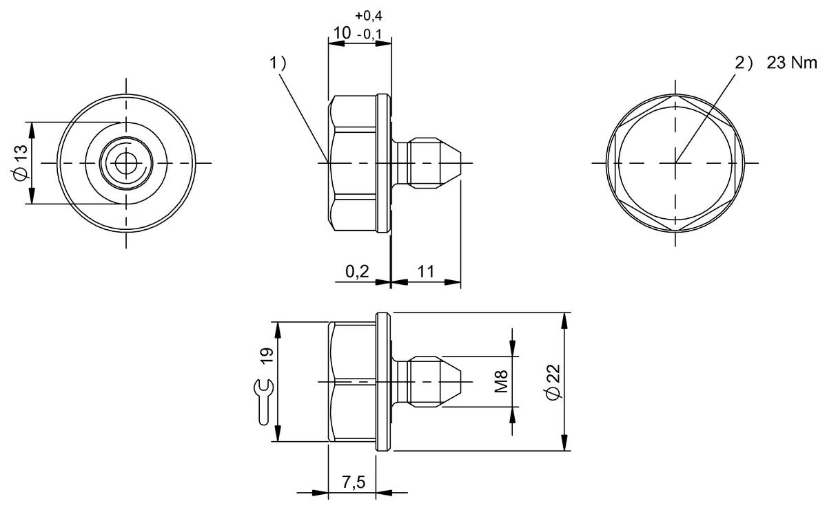 BALLUFF BIS C-140-11/L-M8, Datenschrauben für den LF-Bereich (70/455 kHz), P/n: BIS00J1-1