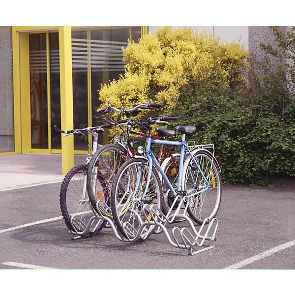 Fahrrad-Ständer auf 2 Ebenen nebeneinander 5 Stellplätze Metalloptik. Etablissements Mottez & Cie SA 84815649-1