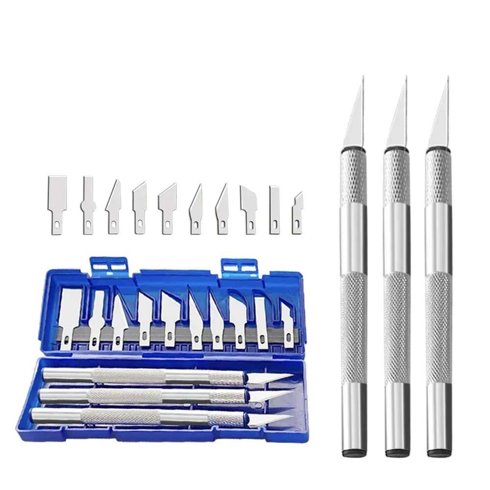 13-in-1 Präzisionsmesser Skalpell Cutter Set mit 3 Griffen & 13 Klingen im Etui-1