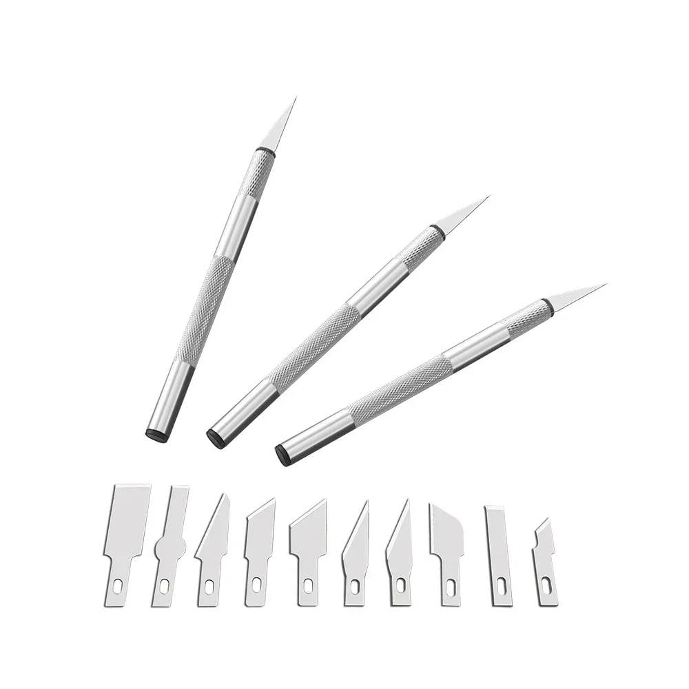 13-in-1 Präzisionsmesser Skalpell Cutter Set mit 3 Griffen & 13 Klingen im Etui-3