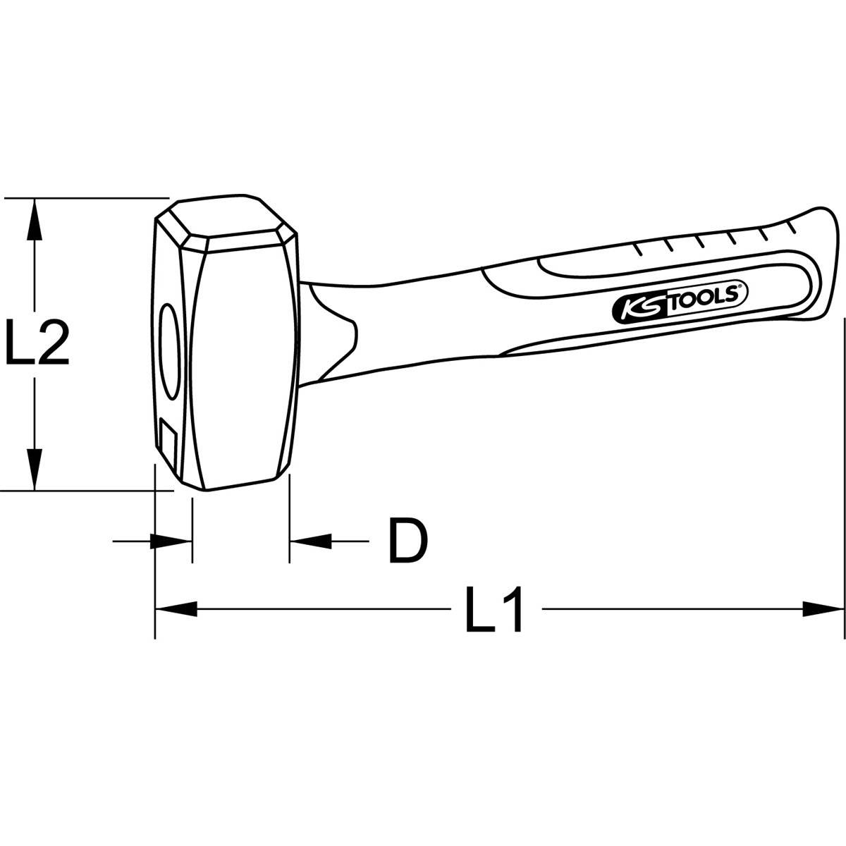 KS-Tools 142.5101 Fäustel m.Fiberglasstiel,1000g-1