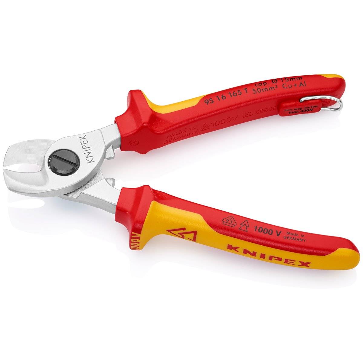 Knipex 95 16 165 T BK Kabelschere mit Befestigungs öse-3