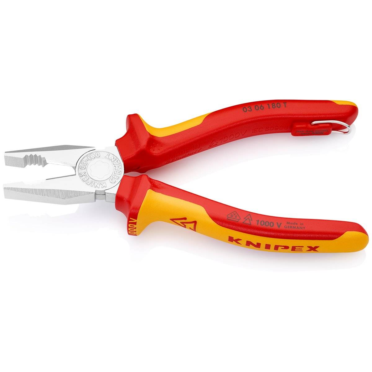 Knipex 03 06 180 T BK Kombizange mit Befestigungsö se-3