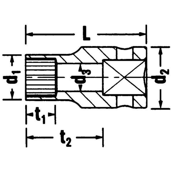 1/4" Steckschlüsseleinsatz SW 7/16" L.100mm-1