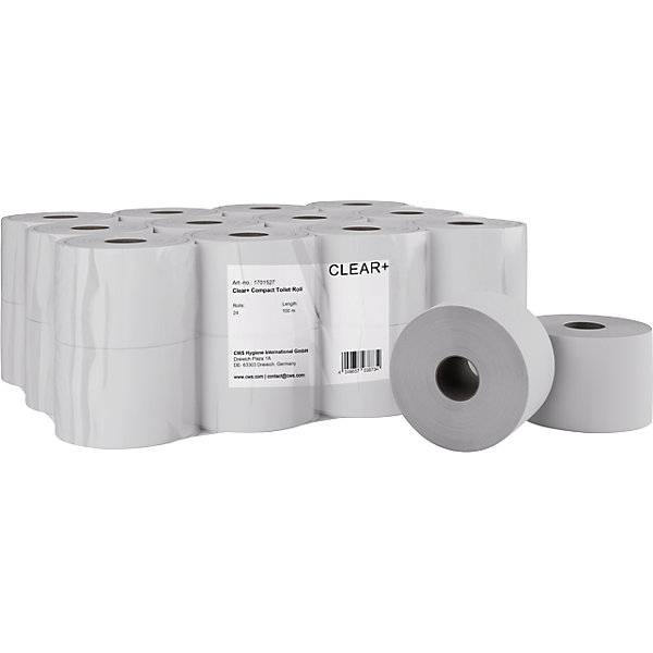 Toilettenpapier Kompakt-Rollen Clear+ 2-lagig VE 24 Stk 100 m je Rolle. CWS Hygiene Deutschland GmbH & Co. KG-0