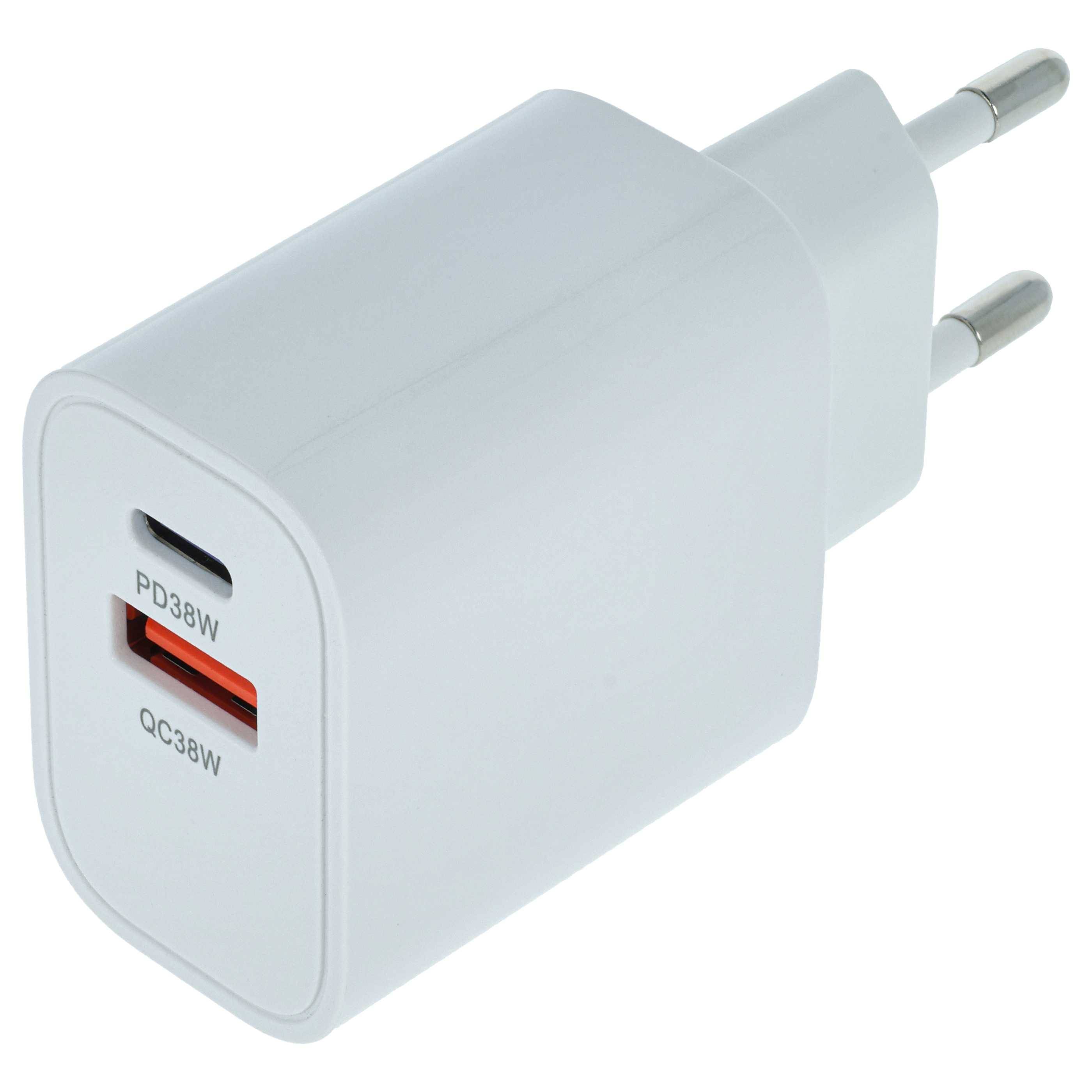 vhbw Netzteil / Ladegerät kompatibel mit Apple iPhone 13 Pro Max | 4 Elektrogeräte - USB-C + USB-A Netzadapter 5 / 9 /-2