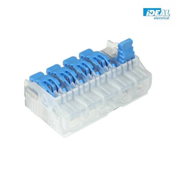Ideal electrical L5 30-0095DE Verbindungsklemme, flexibel: 0.14-4 mm² starr: 0.2-4 mm², 5-polig, 25 Stück, Transparent