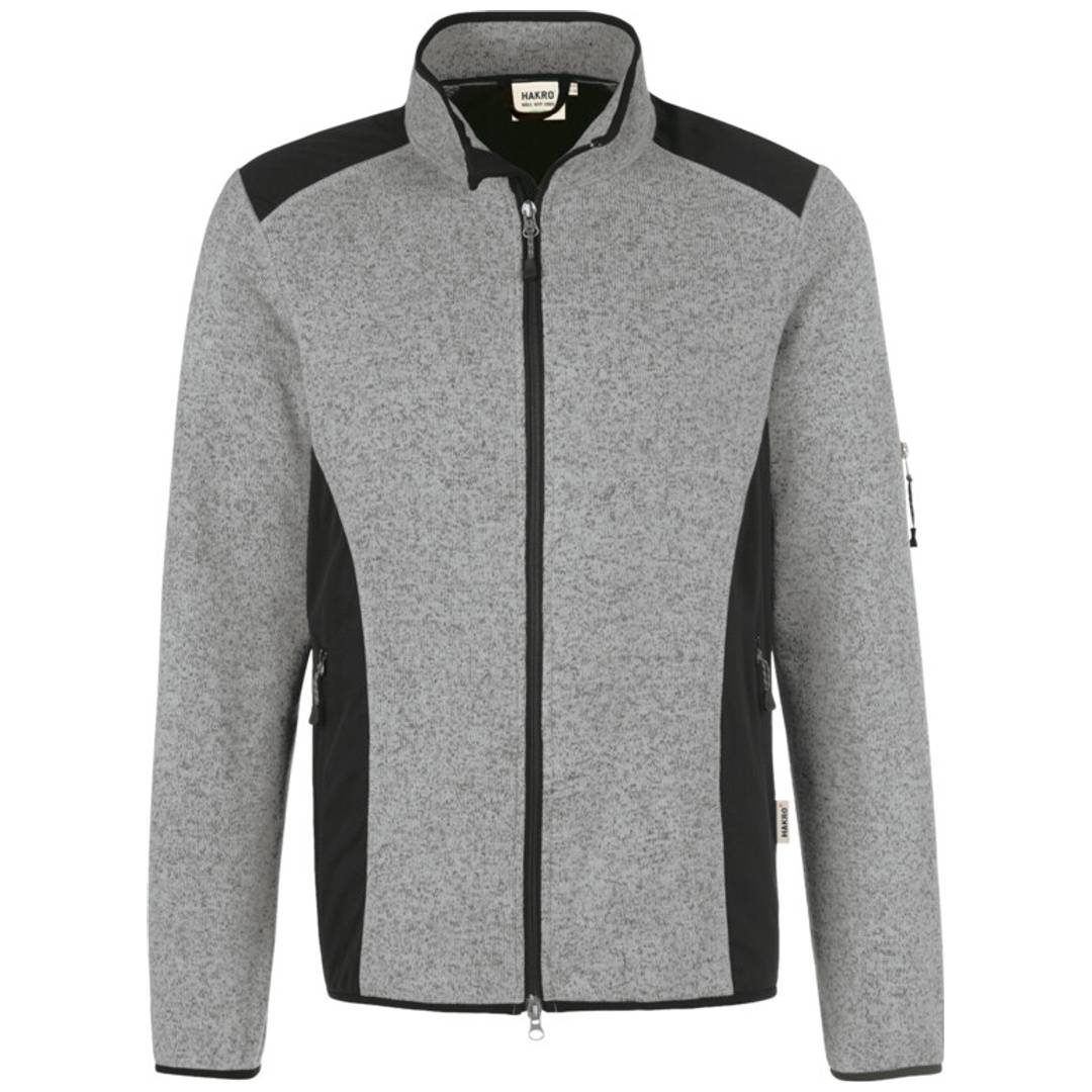 HAKRO Strickfleecejacke grau meliert, L