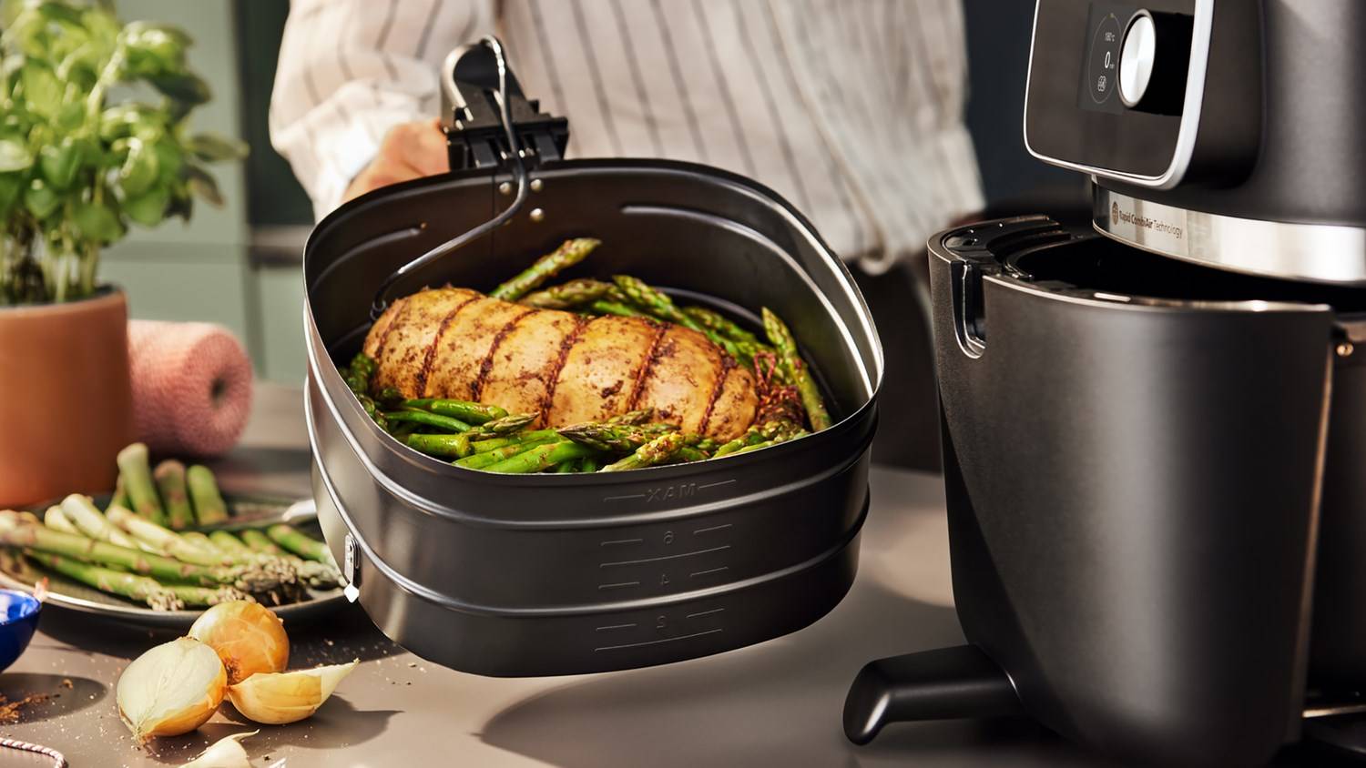 7000 series HD9876/90 Airfryer-Kombi XXL Connected, Heißluftfritteuse, 8,3 l, 2-3
