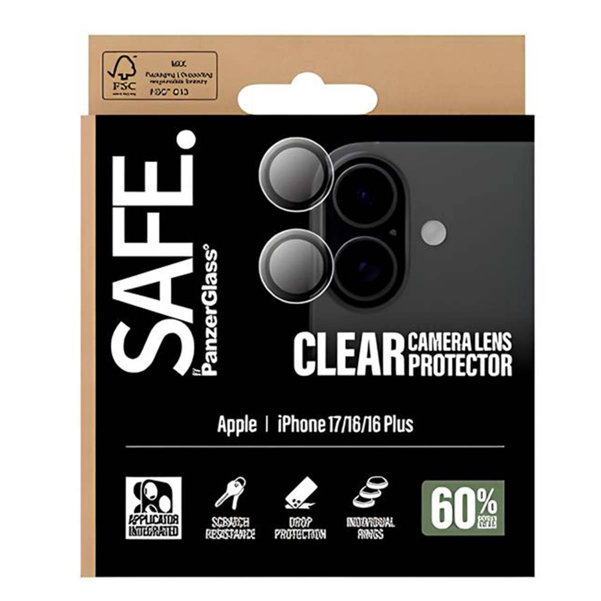 PANZERGLASS - SAFE. Camera Lens Protector transparent iPhone 17/16/16 Plus-3