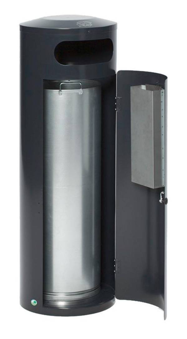 Kombiascher, Volumen 70 Liter, Durchmesser 420 mm, Höhe 1045 mm, Einflügeltür, Farbe RAL 7021