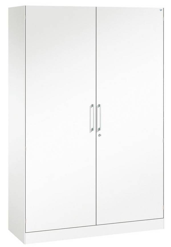 Flügeltürenschrank, BxTxH 800x435x1980 mm, 4 lackierte Fachböden, RAL 9016 Verkehrsweiß