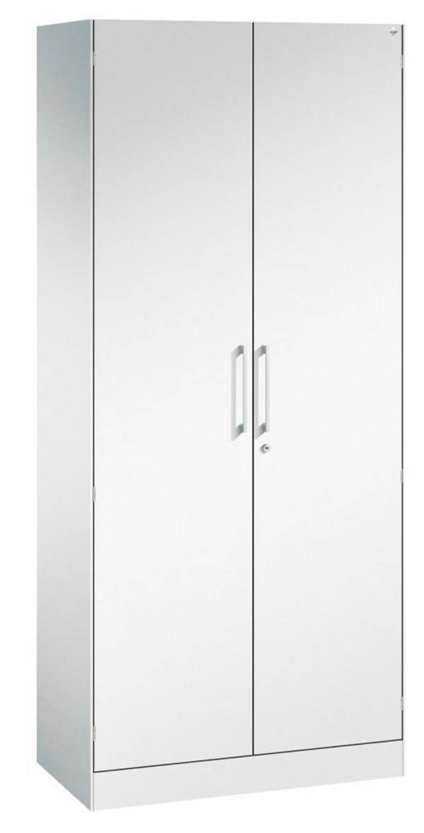 Flügeltürenschrank, BxTxH 1200x435x1980 mm, 4 lackierte Fachböden, RAL 7035 Lichtgrau