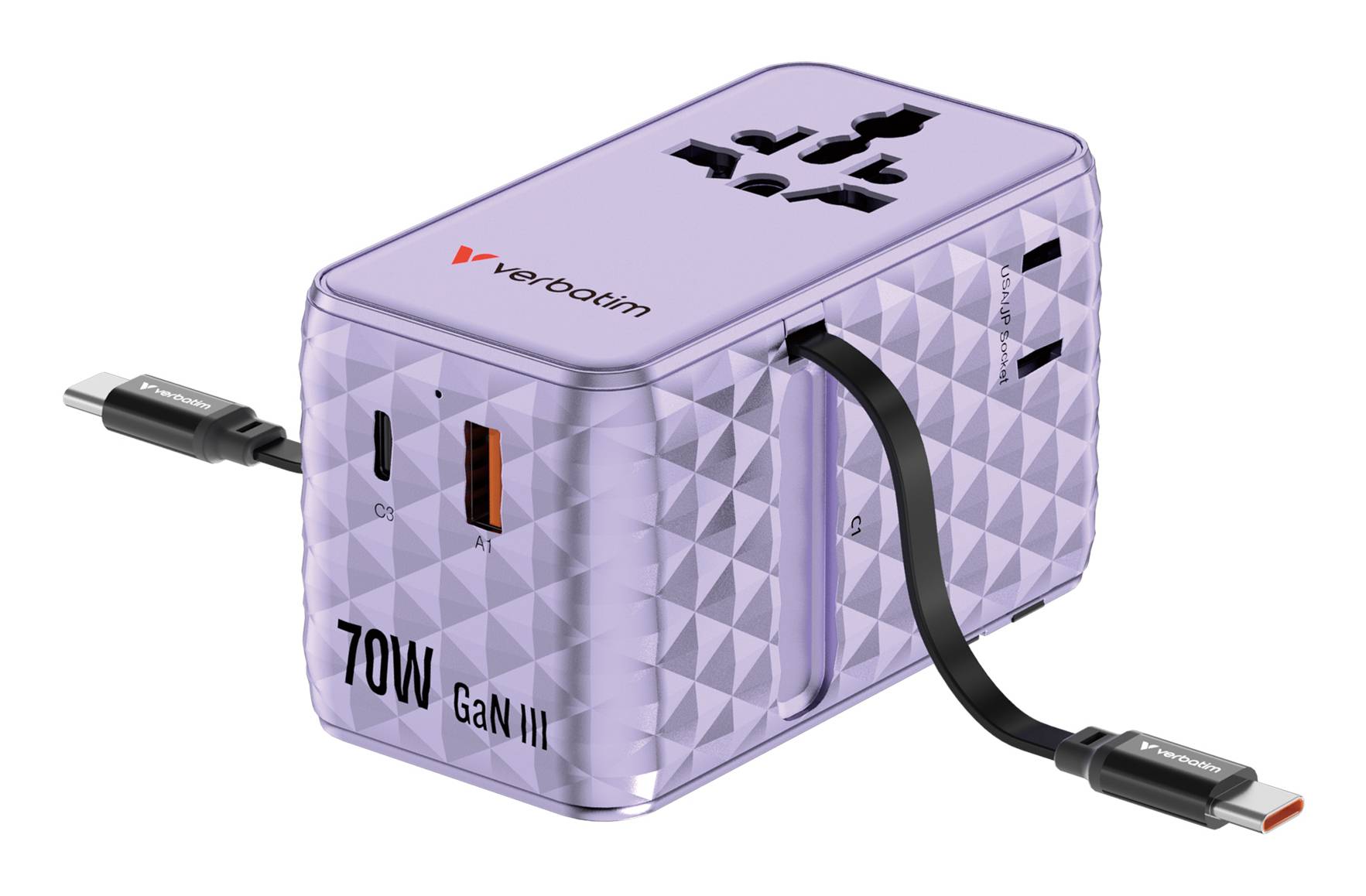 Verbatim Charge 'n' Travel - Netzteil - GaN III, universell - 70 Watt - 10 A - Power Delivery 3.0 +-3