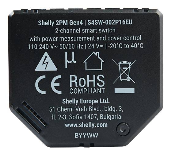 Shelly 2PM Gen4 - Smart-Schalter - kabellos - 802.11b/g/n/ax, Bluetooth 5.0, ZigBee - 2402 - 2480 Mhz, 2412 - 2472 MHz,-2