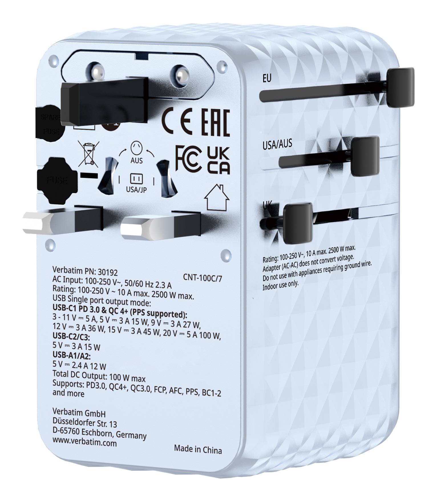 Verbatim Charge 'n' Travel - Netzteil - GaN III, universal, with retractable USB-C cable - 100 Watt-2