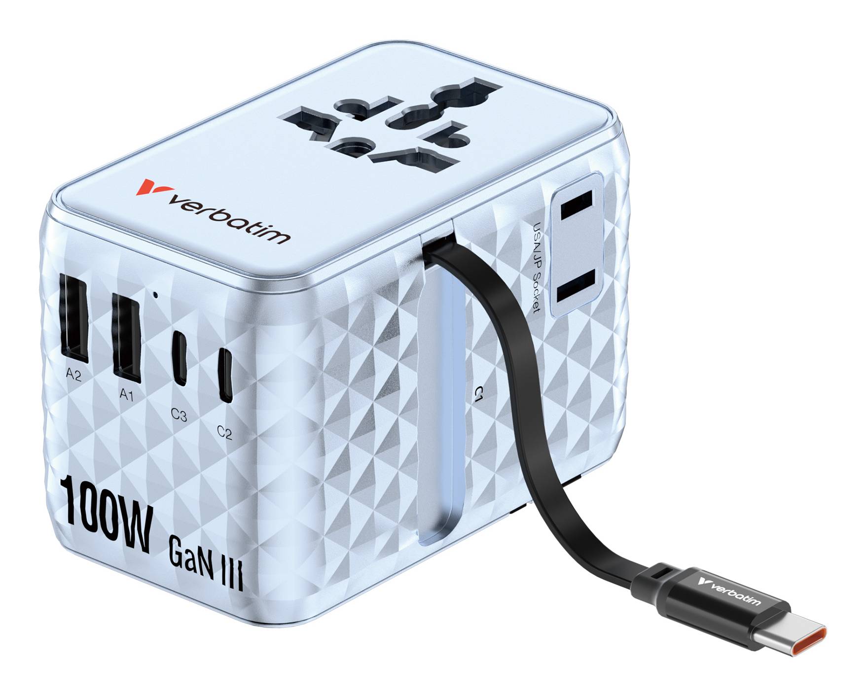 Verbatim Charge 'n' Travel - Netzteil - GaN III, universal, with retractable USB-C cable - 100 Watt-3