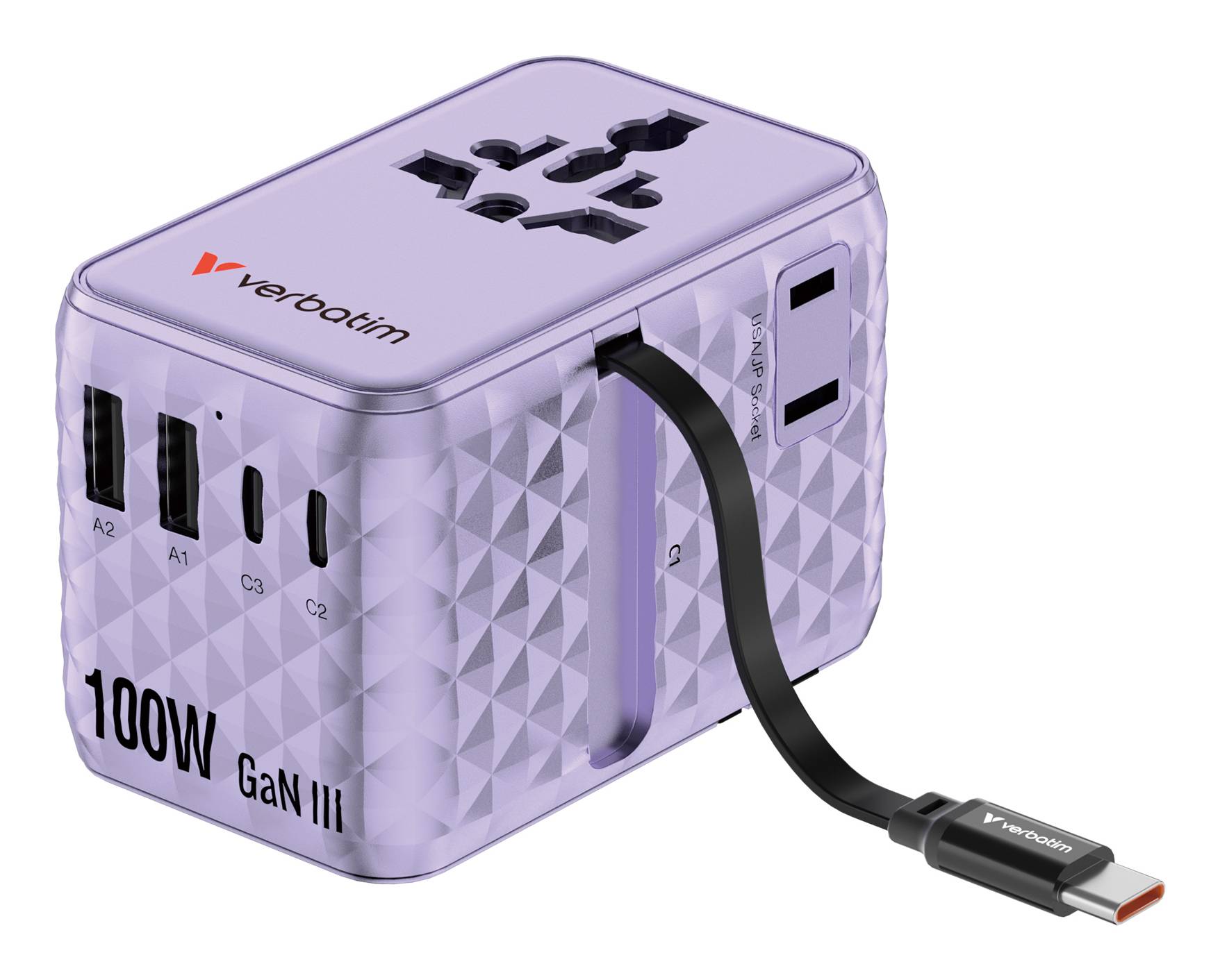 Verbatim Charge 'n' Travel - Netzteil - GaN III, universal, with retractable USB-C cable - 100 Watt-3