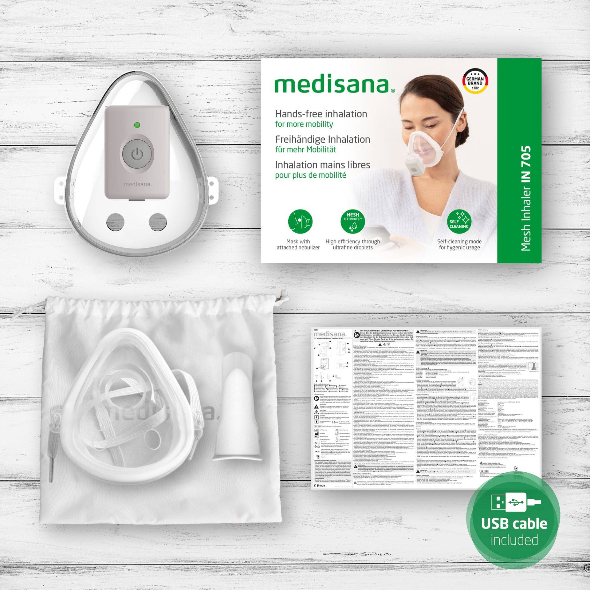 Medisana IN 705, Nasaler Inhalator, Grau, Weiß, Akku, 44 mm, 36 mm, 54 mm-1