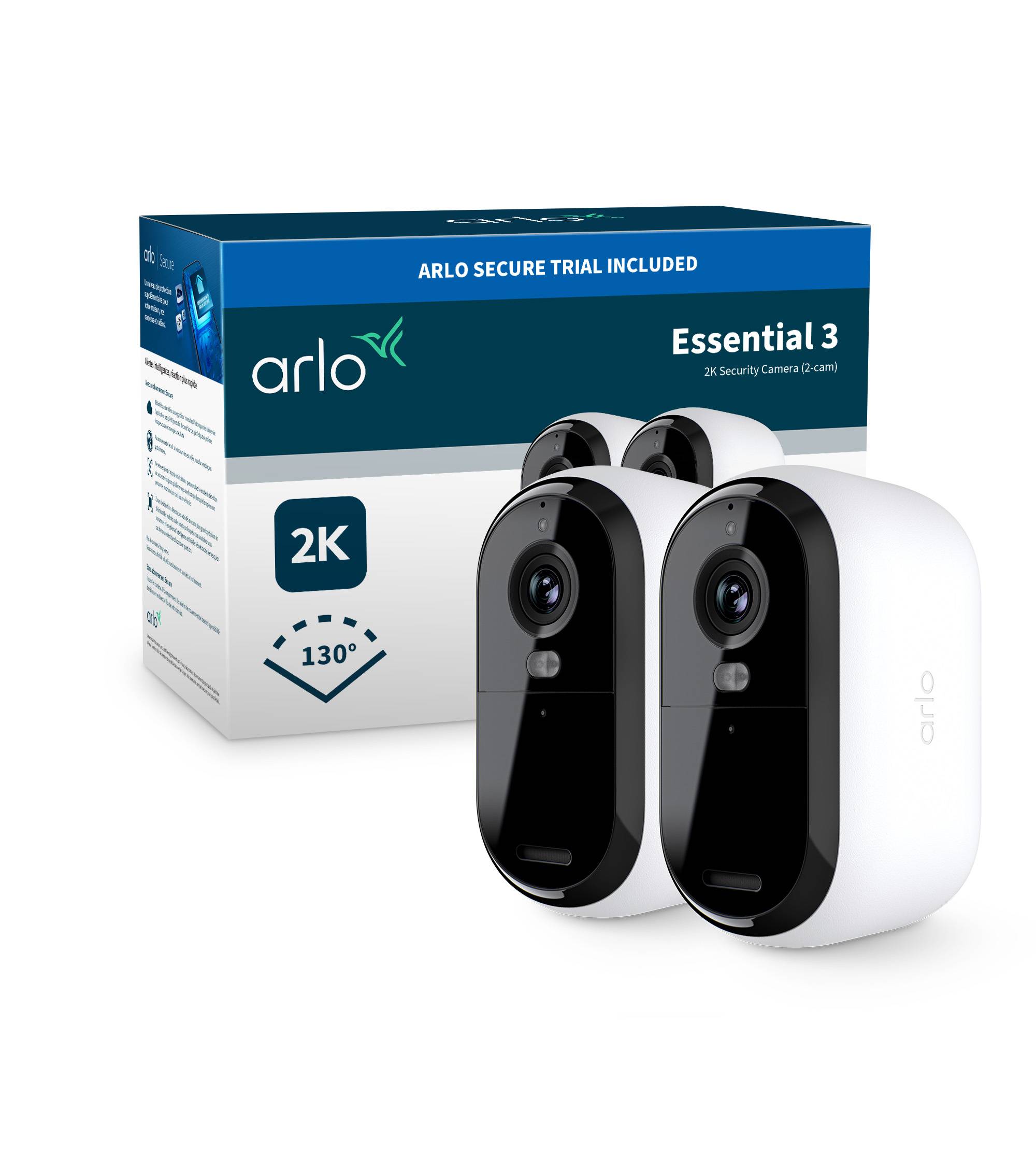 Arlo Essential 3 2K Sicherheitskamera Weiß 2er Set 4MP (2560x1440), WLAN, Akku, Indoor/Outdoor, Intelligente Erkennung-2