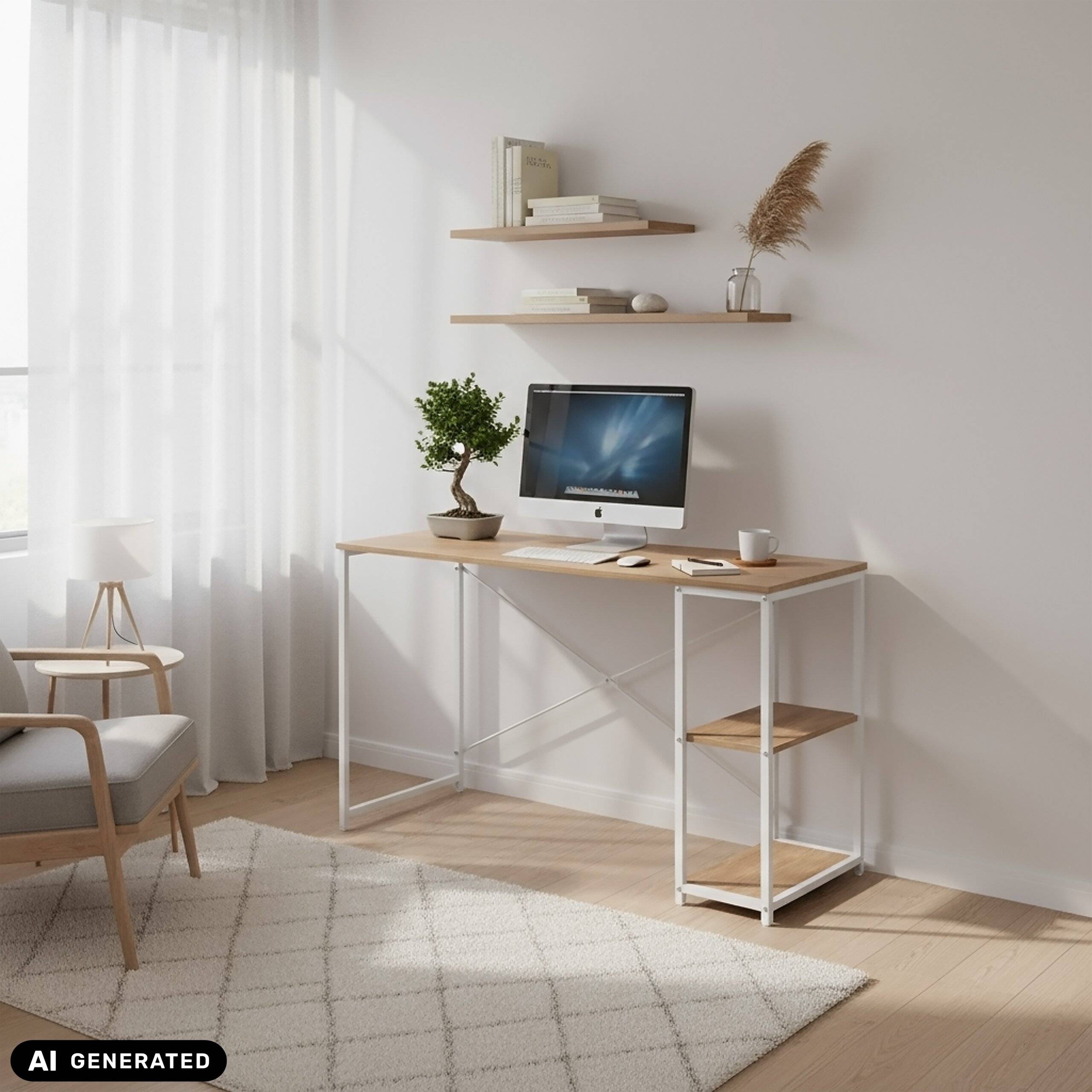 Computertisch Schreibtisch Easy Up2 inkl. Regal weiß/eiche hjh LIVING-3
