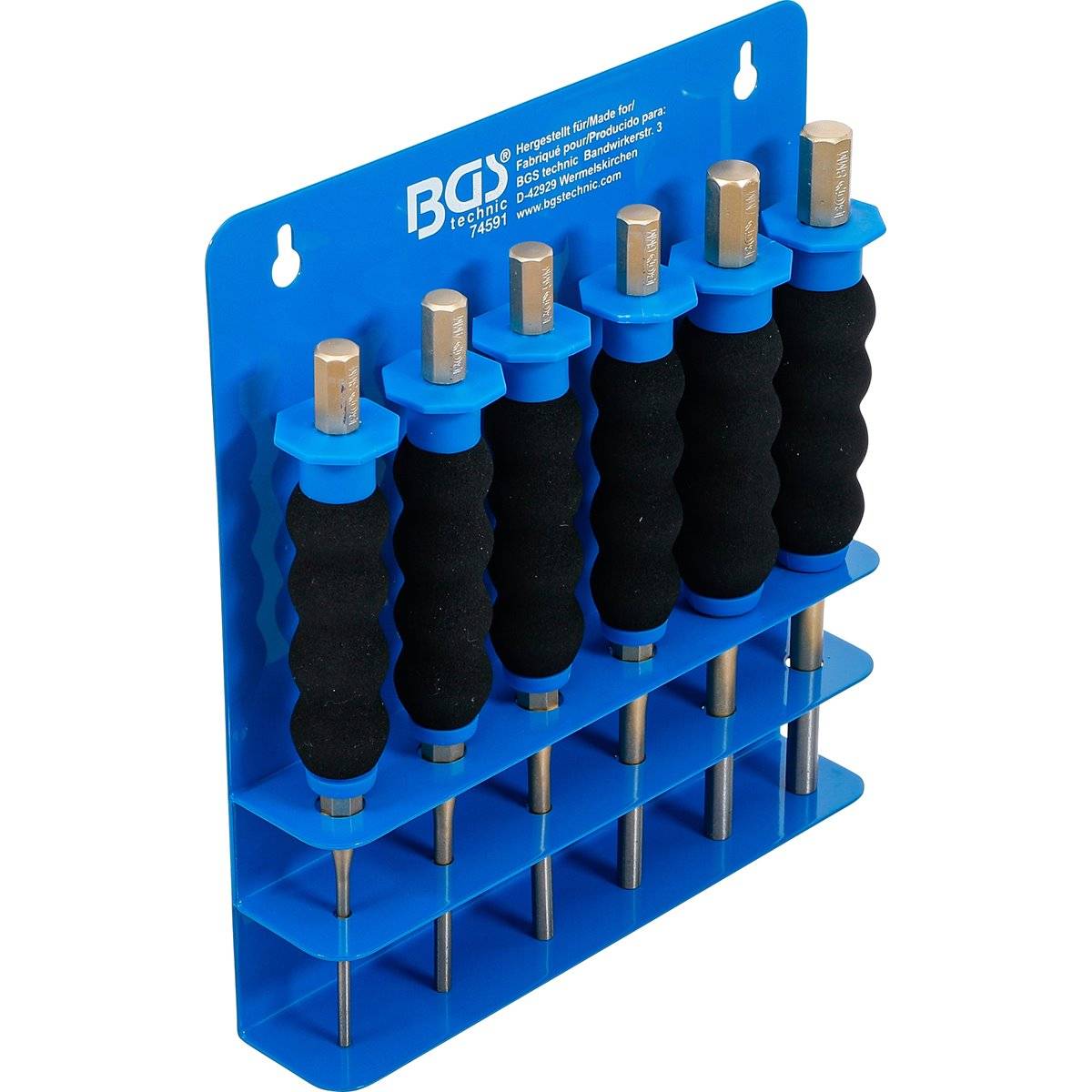 BGS 74591 Splintentreiber-Satz, mit Handschutz, 18 0 mm, 3 - 8 mm, 6-tlg.-0