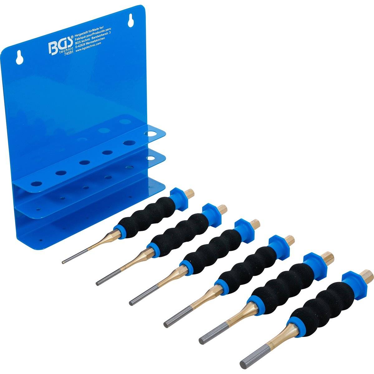 BGS 74591 Splintentreiber-Satz, mit Handschutz, 18 0 mm, 3 - 8 mm, 6-tlg.-3