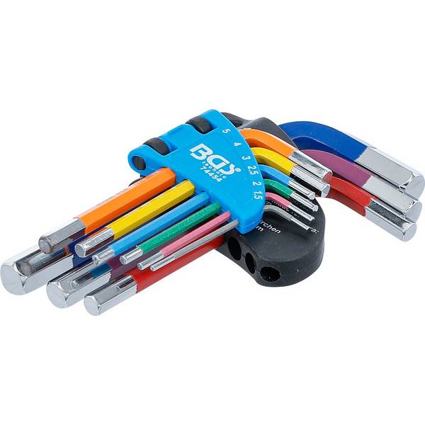 BGS 74454 Winkelschlüssel-Satz Multicolour kurz 9t  Innensechskant 1,5 - 10 mm