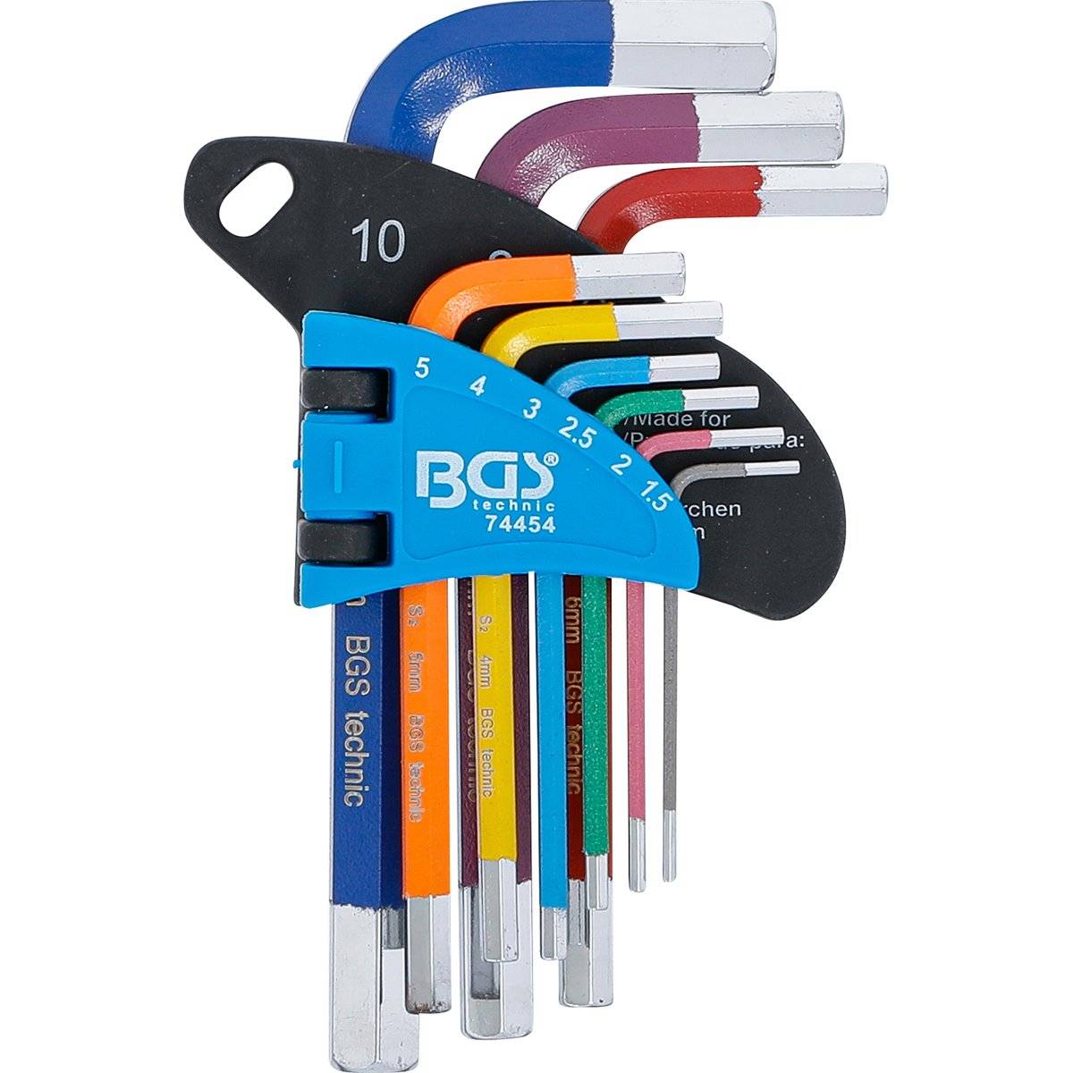 BGS 74454 Winkelschlüssel-Satz Multicolour kurz 9t Innensechskant 1,5 - 10 mm-1