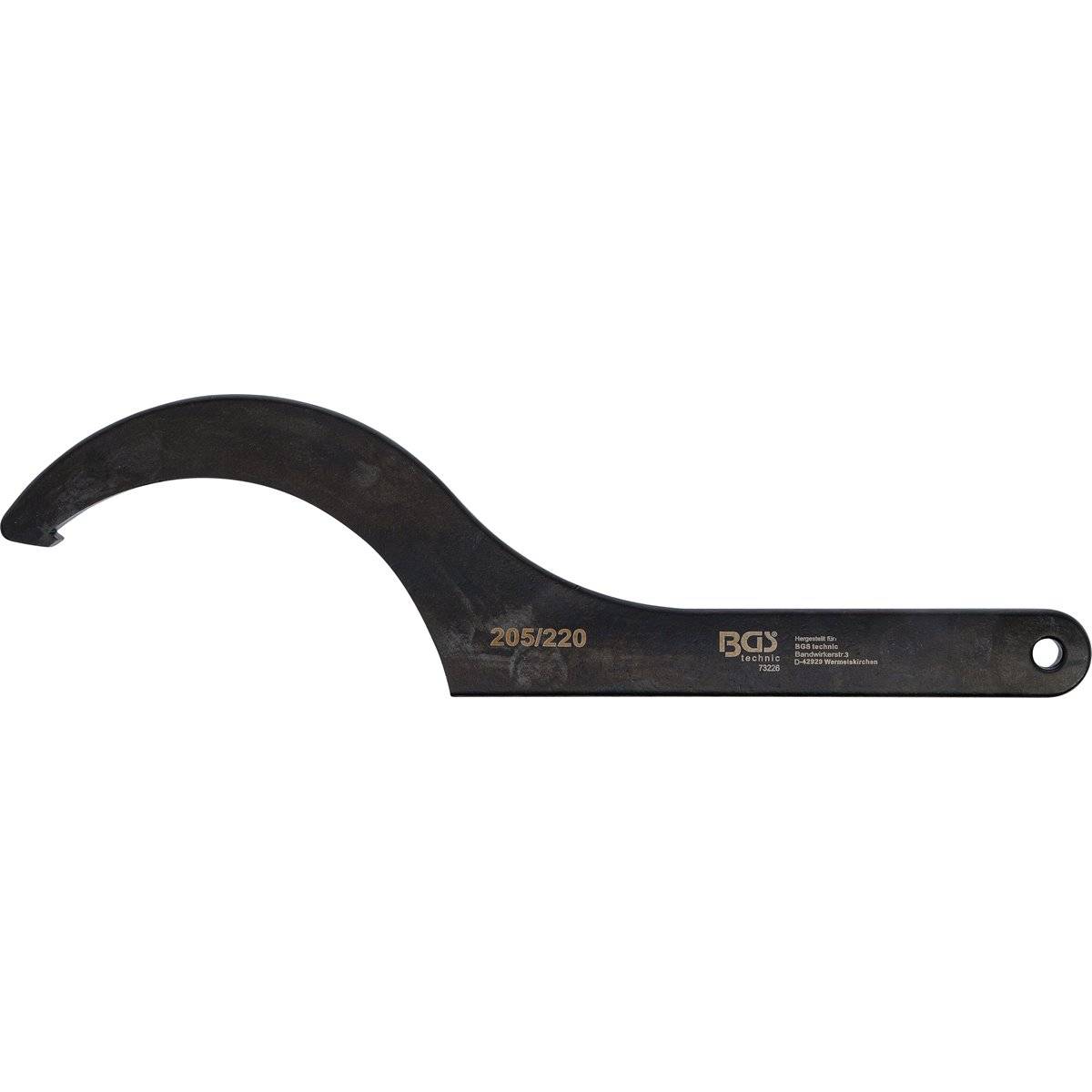 BGS 73226 Hakenschlüssel mit Nase, 205 - 220 mm-1