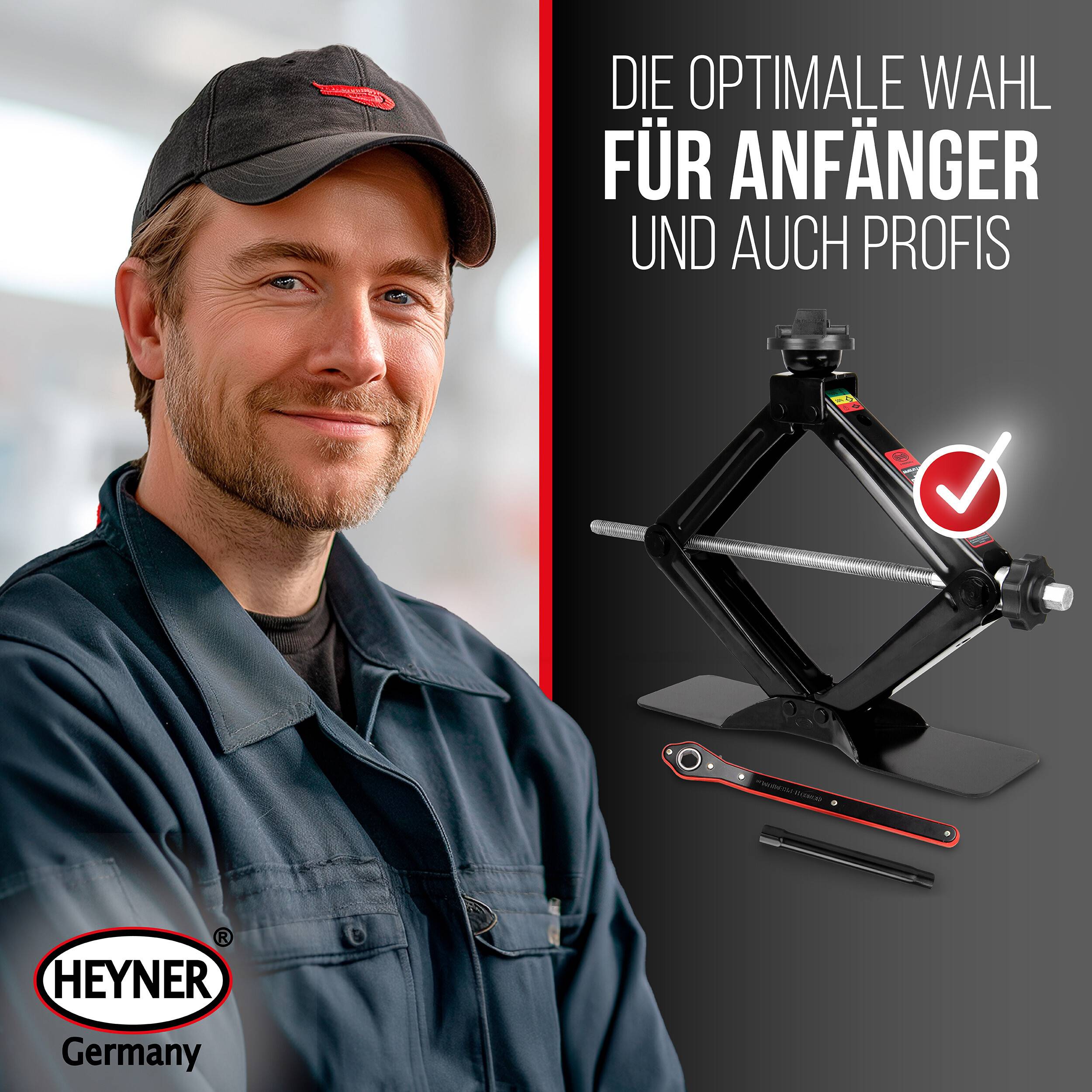 HEYNER® Wagenheber Scherenwagenheber 2t,Set inkl. Gummiauflage für-1