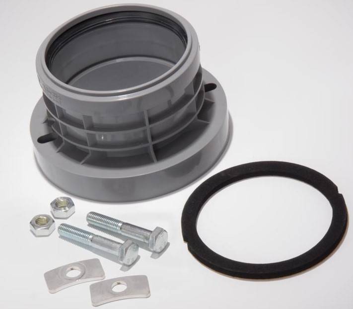 Airfit Flansch-Adapter DN 110/90, Lochabstand 125-143mm, PP/VA, 11090FA