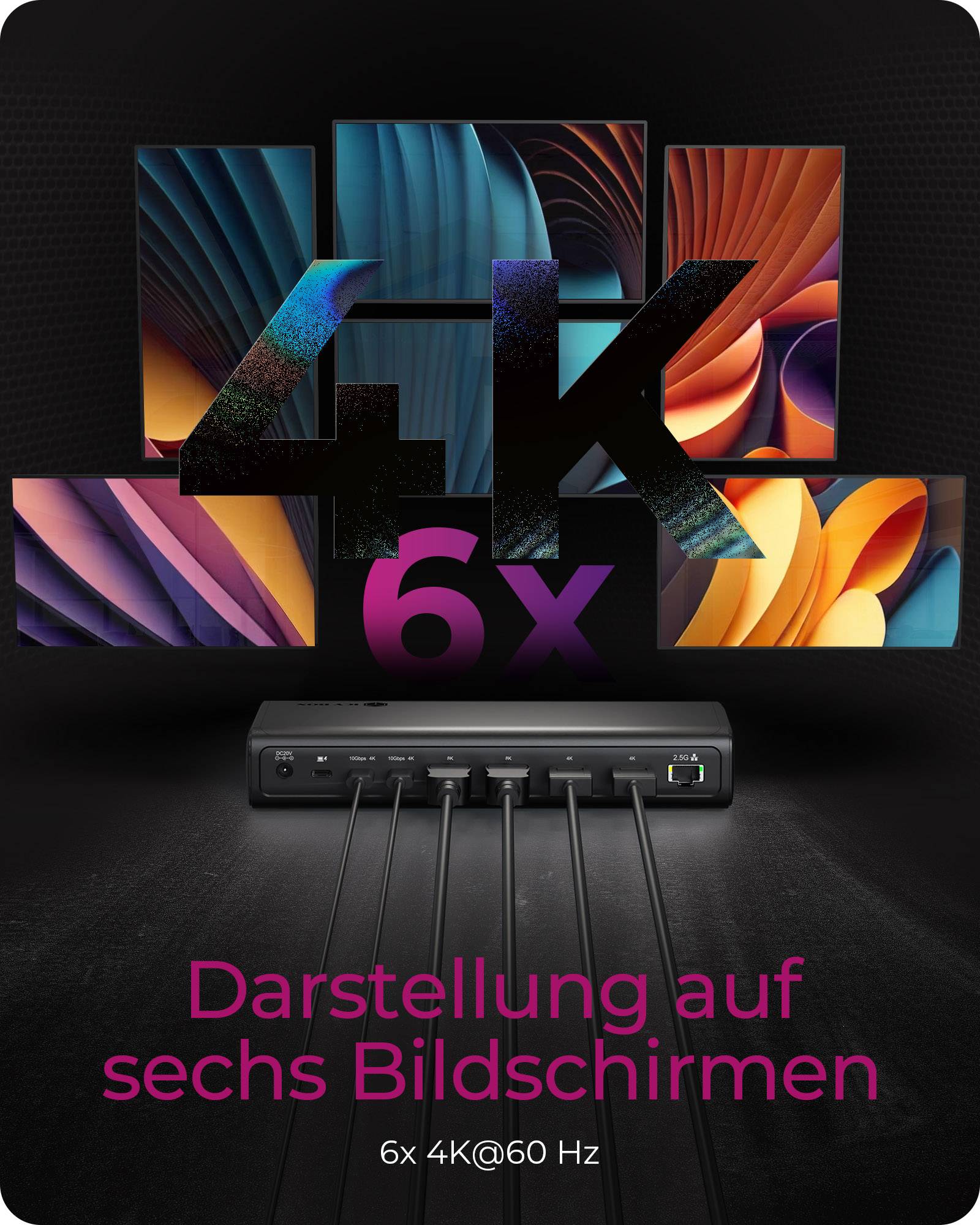 IB-DK7401-CU31, 17-in-1 Notebook Docking, DL7400 Chip, ((2x 8K, 6x 4K@60Hz), 140W PD, 2,5 Gb LAN, Host C+A 10 Gbit/s-1
