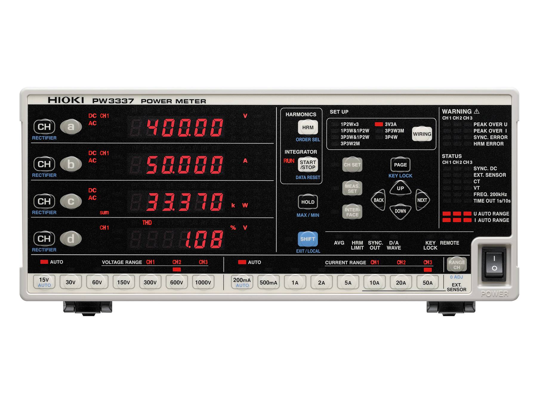 PW3337 - AC/DC-Leistungsmessgerät, 3 Kanäle, bis 65 A und 1000 V-1
