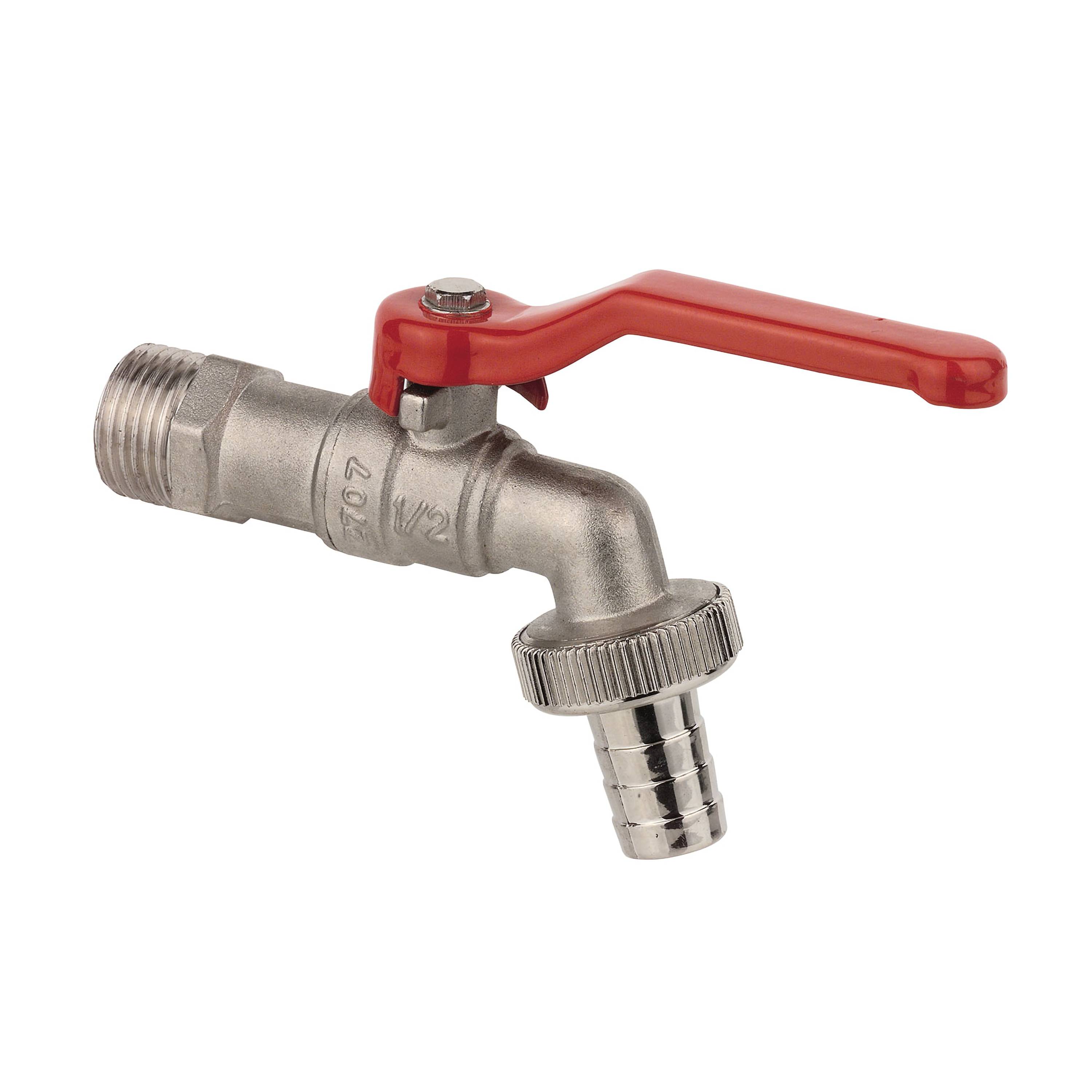 MS Kugel-Auslaufhahn, nickel, 1/2"AG x 3/4"AG x 1/2"T-0