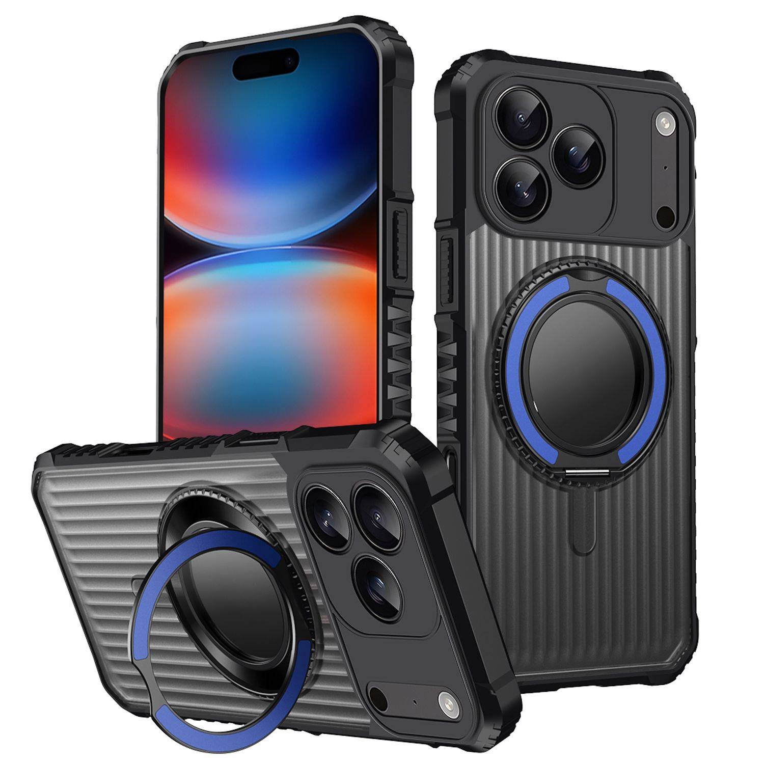 MagSafe Hülle für Apple iPhone 17 Pro mit 360 Grad Ring Halter Kameraschutz Blau-0