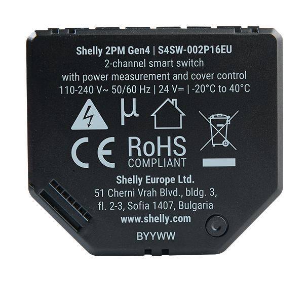 Shelly 2PM Gen4, Dual Schaltaktor mit Messfunktion, 16A, WLAN, Zigbee, Matter, Bluetooth, 4er Pack-3