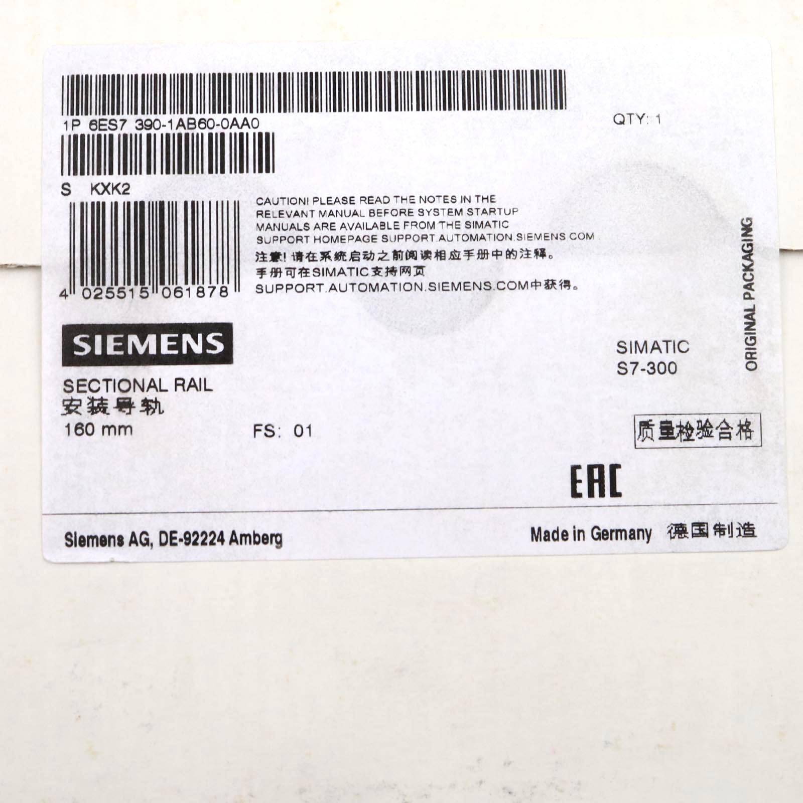 Simatic S7 Profilschiene 6ES7 390-1AB60-0AA0 16cm SIE-1