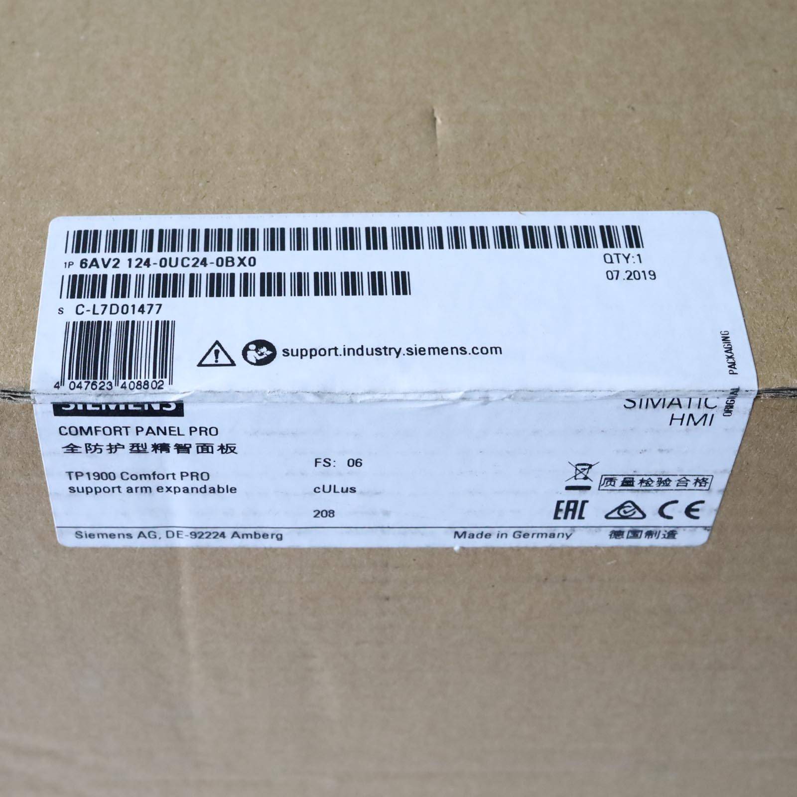 SIMATIC HMI TP1900 Comfort Pro Panel 6AV2124-0UC24-0BX0 FS:06 SIE-1